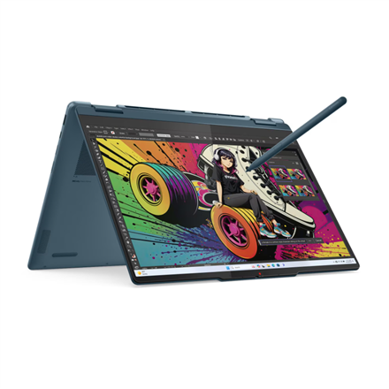 Lenovo- Yoga 7 2-in-1 14AKP10 AMD, Tidal Teal, 14 ", OLED, WUXGA, 1920 x 1200 pixels, AMD Ryzen AI 7, 350, 16 GB, Soldered LPDDR5, Solid-state drive capacity 512 GB, AMD Radeon 860M Graphics, Windows 11 Home, 802.11be, Bluetooth version 5.4, Keyboard language English, Keyboard backlit, Warranty 24 month(s), Battery warranty 12 month(s)
