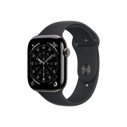 Apple Watch Series 11 GPS + Cellular 46mm Slate Titanium Case with Black Sport Band - M/L