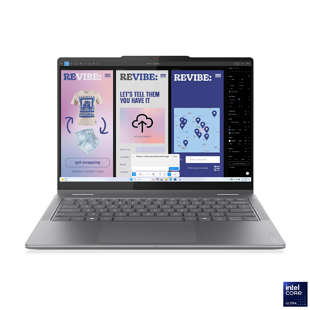 Lenovo- Yoga 7 2-in-1 14ILL10 Intel, Luna Grey, 14 ", OLED, Touchscreen, WUXGA, 1920 x 1200 pixels, Glossy, Intel Core Ultra 5, 226V, 16 GB, Soldered LPDDR5X, Solid-state drive capacity 512 GB, Intel Arc Graphics 130V, Windows 11 Home, 802.11be, Bluetooth version 5.4, Keyboard language English, Keyboard backlit, Warranty 24 month(s), Battery warranty 12 month(s)