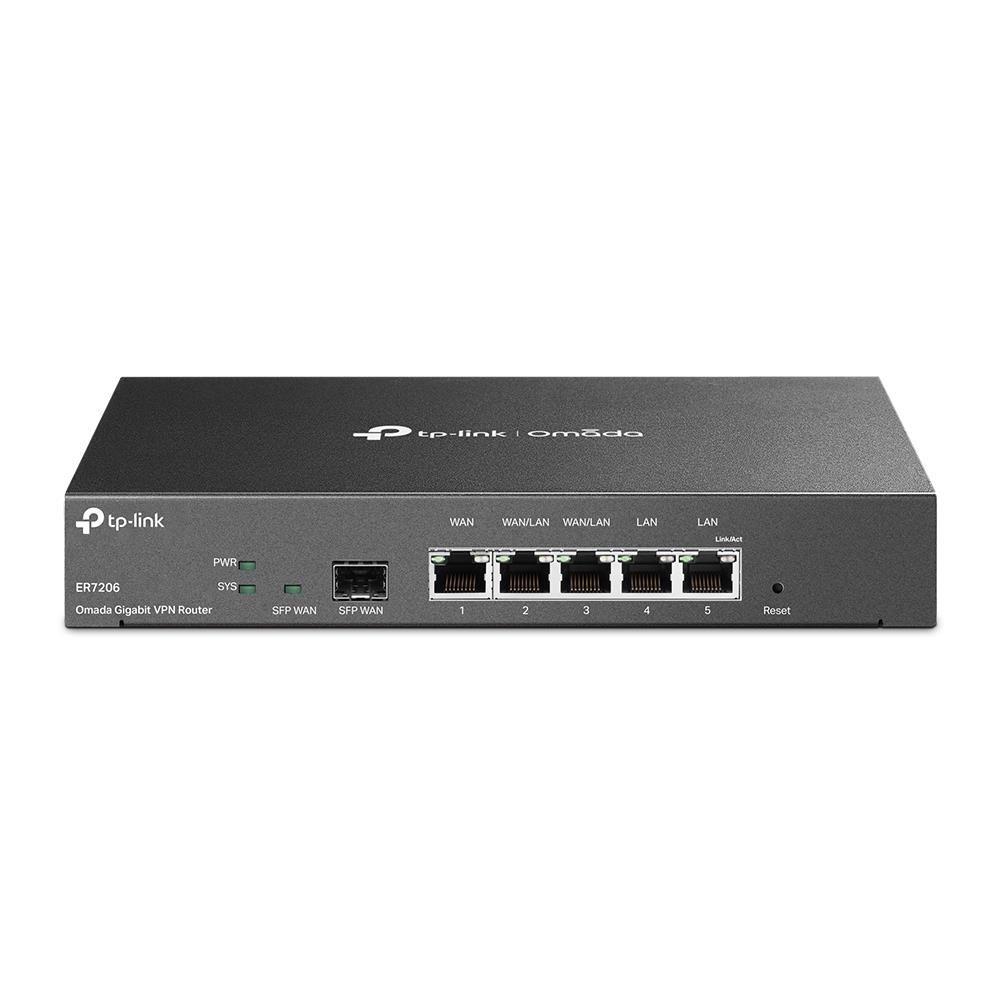 TP-Link, SafeStream Gigabit Multi-WAN Vpn Router, ER7206, 10/100/1000 Mbit/s, Ethernet LAN (RJ-45) ports 1× Gigabit SFP WAN Port, 1× Gigabit RJ45 WAN Port, 2x Gigabit RJ45 LAN Ports 2× Gigabit WAN/LAN RJ45 Ports
